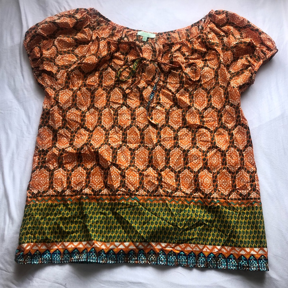 Jemma short sleeve orange printed blouse
